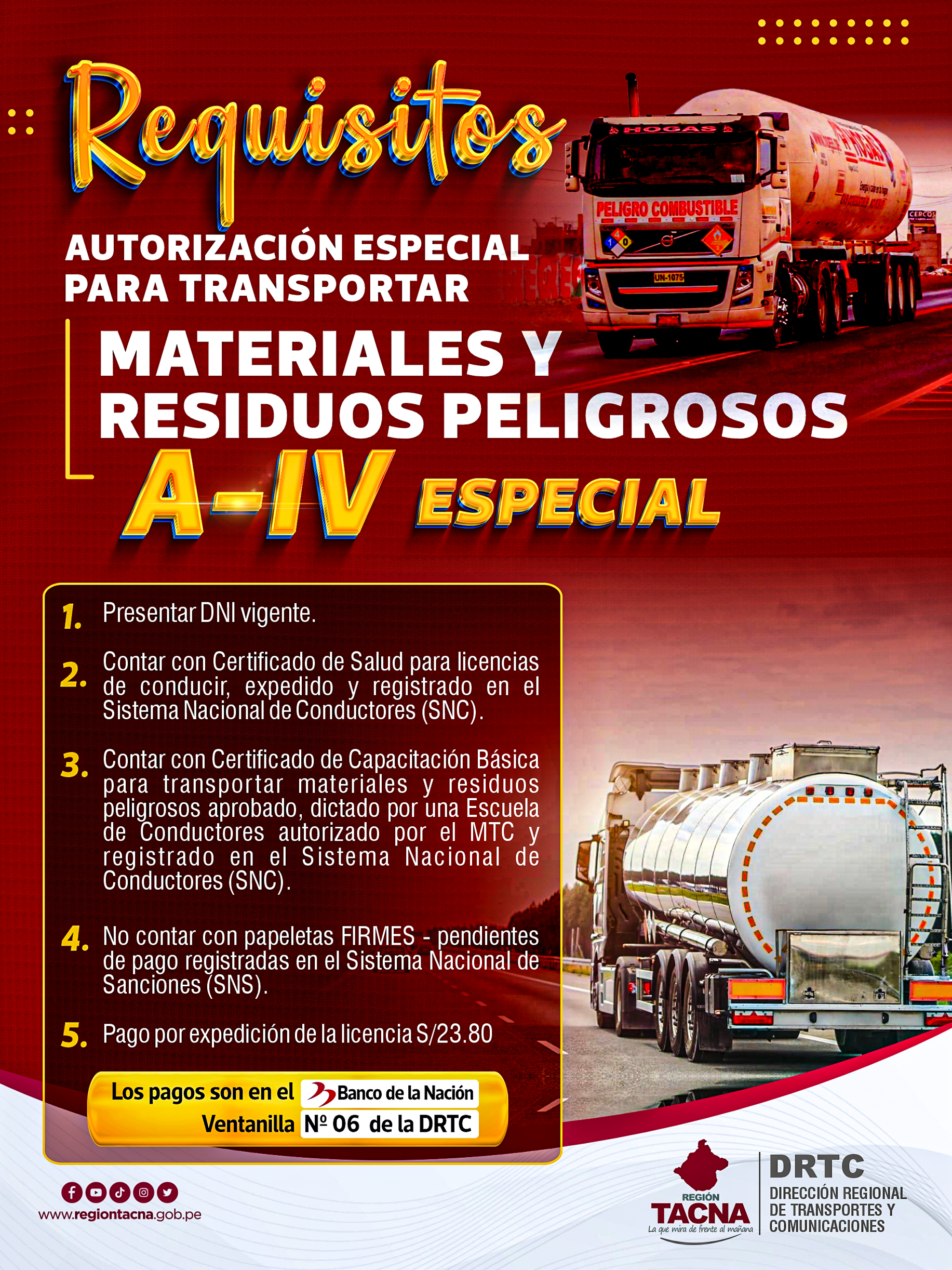 ¿Quieres obtener la autorización especial para Transportar Materiales y Residuos Peligrosos (A-IV especial)?

Aquí te contamos los 5 pasos clave para lograrlo 

- Presentar tu DNI vigente.
- Cont