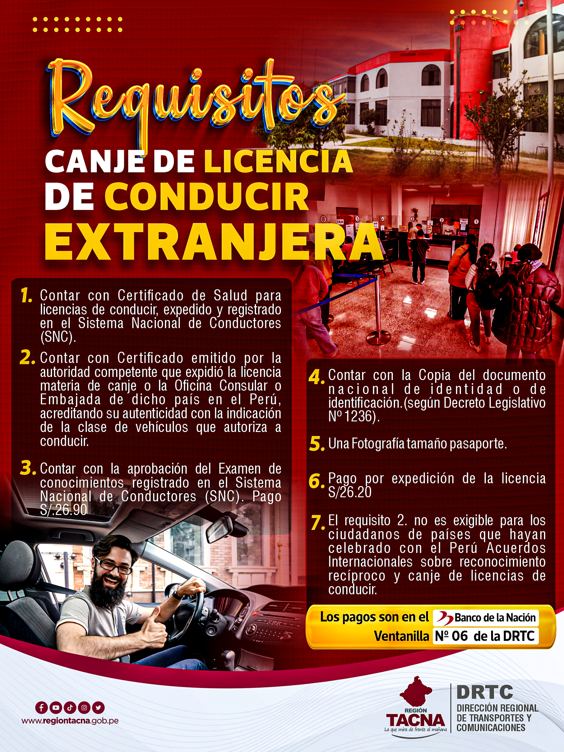 ¿Quieres obtener el canje de licencia de conducir extranjera?

Aquí te contamos los 7 pasos clave para lograrlo 

- Contar con Certificado de Salud para licencias de conducir, expedido y registrad